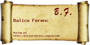 Balics Ferenc névjegykártya
